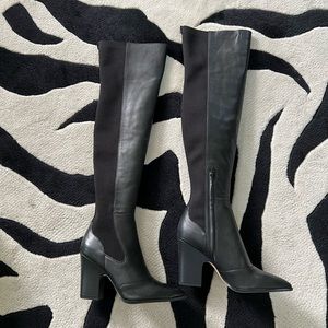 Sam Edelman Natasha tall over-the-knee leather with stretch back boots.
